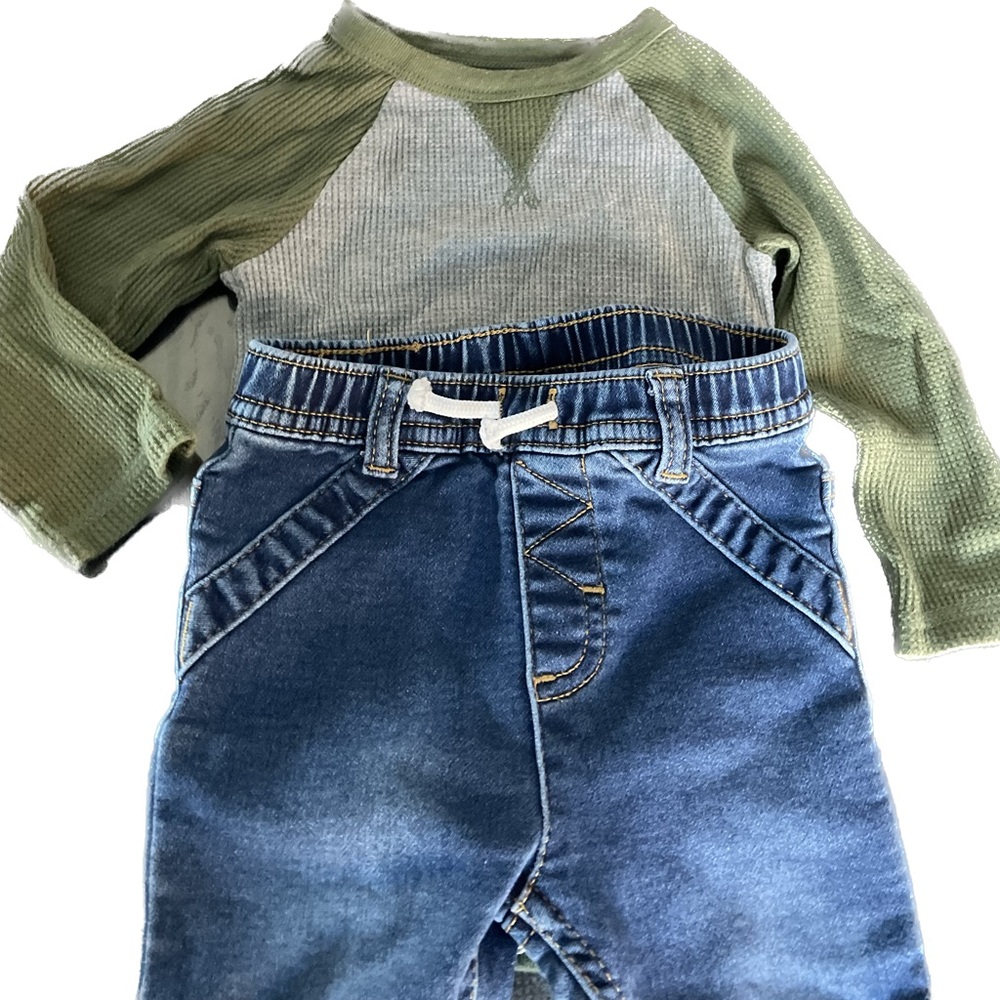 6-9 month Cat and Jack onesie and jean set!